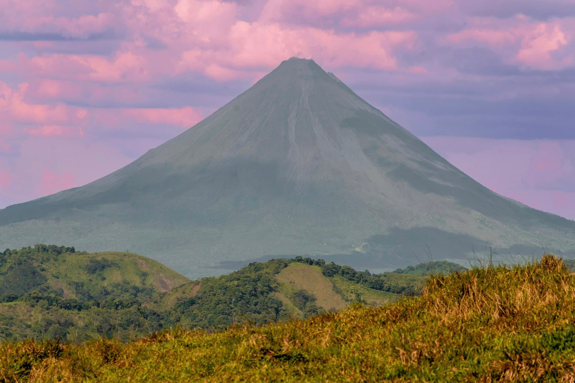 Arenal Volcano rising above the rainforest in Costa Rica